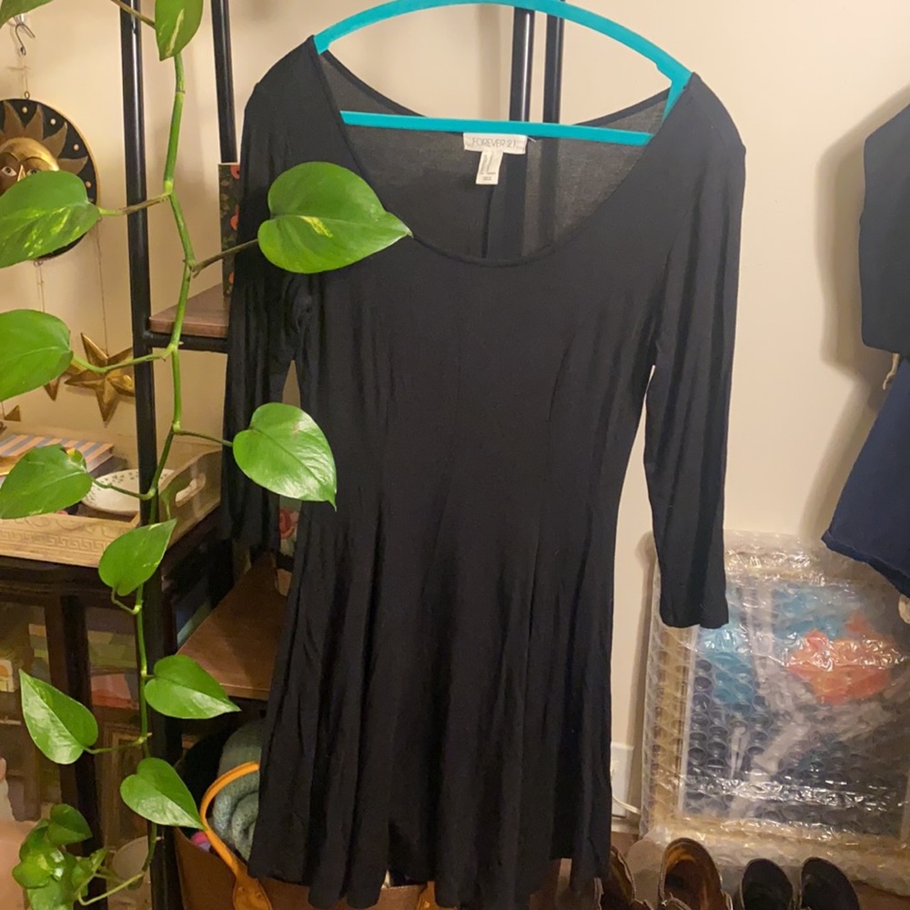 2/$10- FOREVER 21- Swing Dress Fit & Flare 3/4 Sleeve Scoop Neck F21